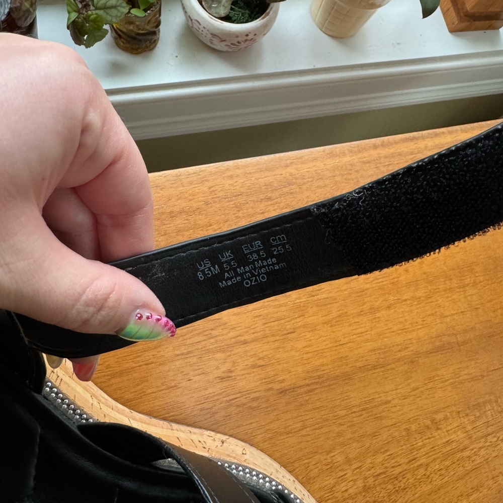 Franco Sarto Black Leather Cork Platform Sandals - Picture 11 of 11